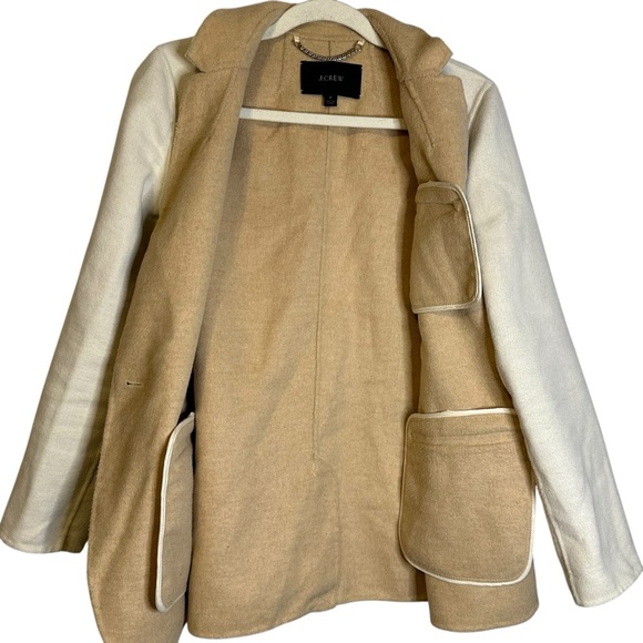 J Crew Leighton Blazer Double Faced Wool Cream Sand One Button Size 2 #BJ930 - Picture 10 of 13